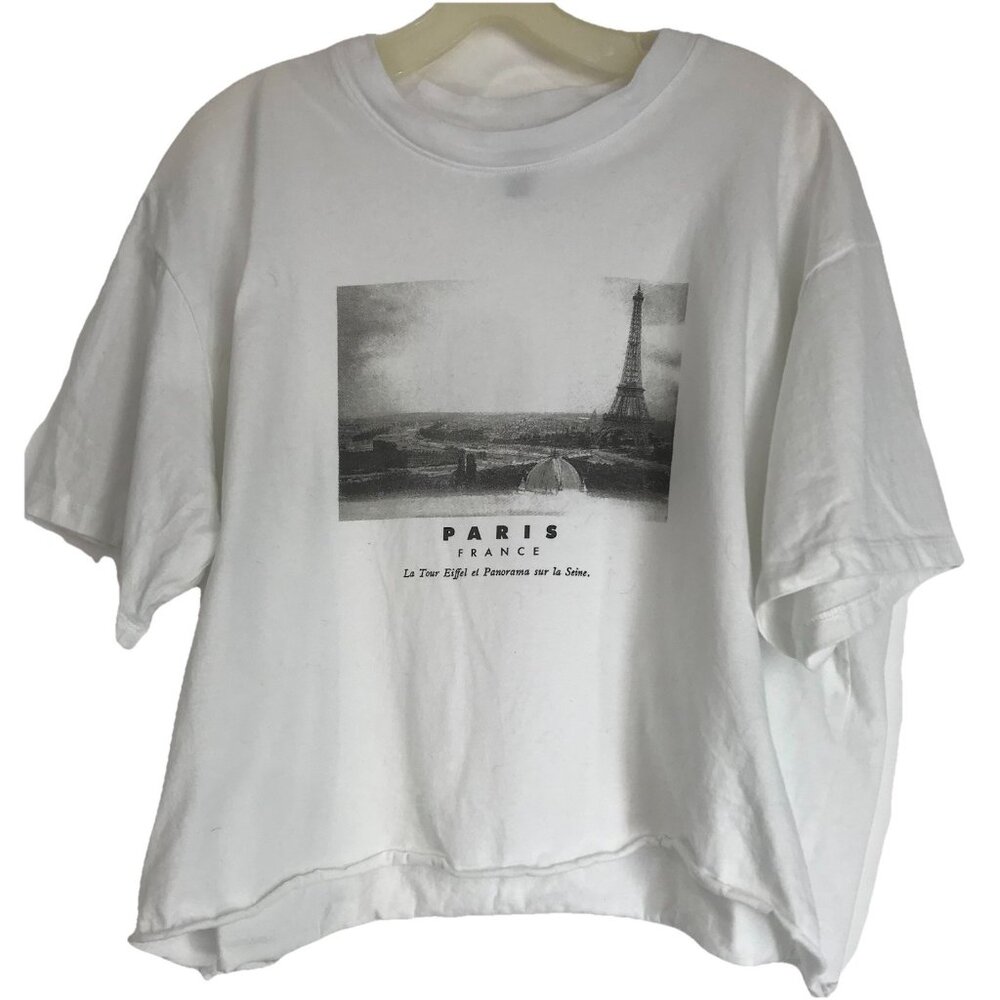 Wild Fable T shirt‎ Womens Size XXL Paris Eiffel Tower Short Sleeve Cropped